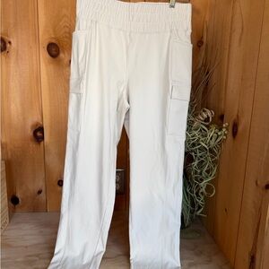 Avalanche Wide Waistband Spandex Cargo Pant Cream SMALL